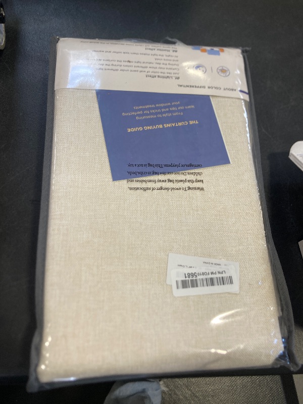 Photo 1 of 100% Blackout Shield Linen Blackout Curtains for Bedroom 84 Inches Long, Back Tab/Rod Pocket Living Room Drapes, Thermal Insulated Blackout Curtains 2 Panels Set, 50" W x 84" L, Cream