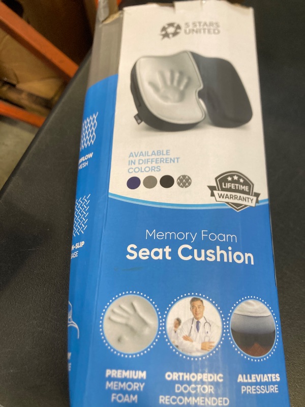 Photo 1 of 5 STARS UNITED Seat Cushion for Tailbone Pain Relief – Memory Foam Cushion for Coccyx, Hip, Hemorrhoid, Sciatica & Post-Surgery Recovery – Wheelchair, Car, Desk, Gaming & Office Chairs, D Gray
