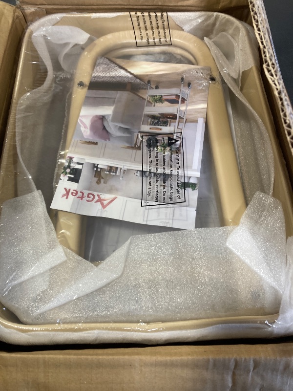 Photo 1 of AGTEK Makeup Cart, Movable Rolling Organizer Cart, 3 Tier Metal Utility Cart with Lockable Wheels for Home & Office, Golden