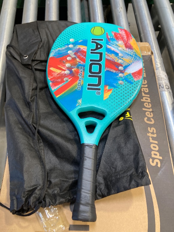 Photo 1 of Beach Tennis Paddle Beach Tennis Racket Carbon Fiber with EVA Memory Foam Core Tennis Paddles-One Paddle+One Carrying Mesh Bag?Blue?