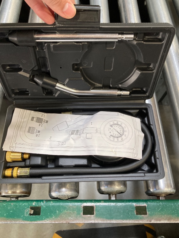 Photo 1 of 8PCS Compression Tester Kit 0-300 PSI Petrol Gas Engine Cylinder Pressure Gauge Automotive Tool for Motorcycle Car Truck (Black)