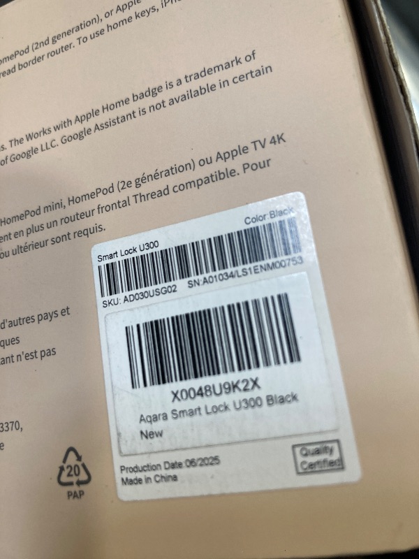 Photo 1 of Aqara Smart Lock U300, Fingerprint Keyless Entry Door Lock with Handle, Matter Over Thread with Apple Home Keys, Touchscreen Keypad, Smart Lever Lock Supports Apple Home, Alexa, Google, IFTTT, Black