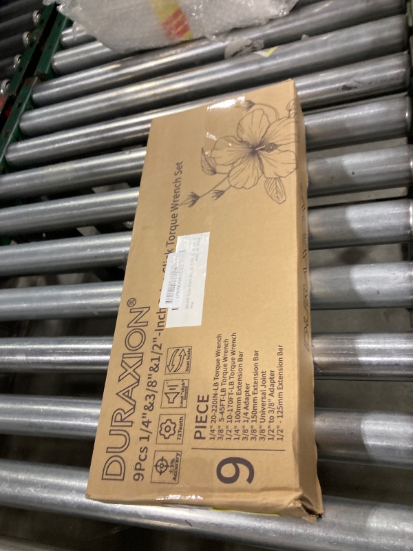 Photo 1 of 9PCS Torque Wrench Set 1/4", 3/8", 1/2" Drive Click Torque Wrench (20–240 in-lb, 5–45 & 10–170 ft-lb) 72-Tooth Dual-Range, ±3% Precision Adjustable Torque Wrenches for Bike, Moto, Car Repair and Maint