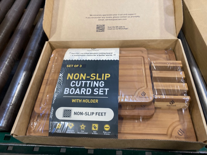 Photo 1 of 3 Packs Bamboo Cutting Board Set with Non Slip Feet Holder and Over Sink Nice Solid Thick Wood Juice Groove Chopping Board Extra Large Big Small Best Hardwood Kitchen Organic Vegetable Meat BBQ Kit