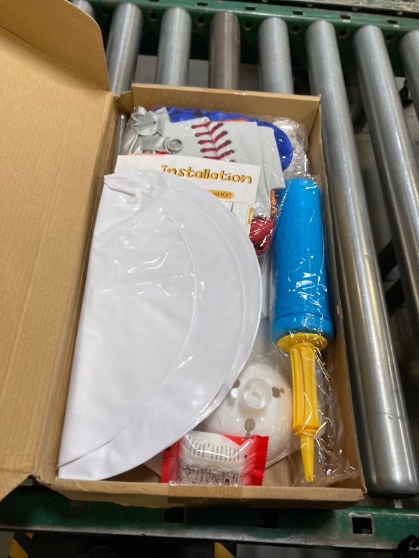 Photo 1 of 2 Sets Baseball Balloon Column Stand Kit With 102 Red Blue Silver Baseball Glove Foil Balloons Sport 5.57ft Adjustable Balloon Tower Stand With Bases Adjustable Arch Column for Game Birthday Supplies