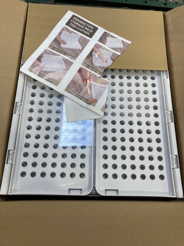 Photo 1 of 5 Pack Stackable Closet Storage Basket - Stackable Storage Bins, Multifunctional & Foldable Closet Organizer, Wardrobe Cupboard Space-Saving Hat Storage Drawer Organizer, White