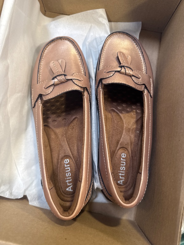 Photo 1 of 7.5 Artisure Women's Classic Comfort Leather Loafers Casual Slip-Ons Stylish Tassel Dress Shoes Cute Work Office Flats Everyday Walking Shoes