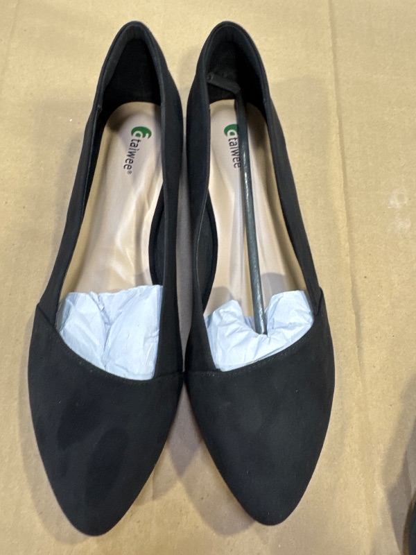 Photo 1 of  Women’s Black Flats Shoes Comfortable Suede Pointed Toe Slip On Casual Ballet Flats Dress Shoes 10.5 