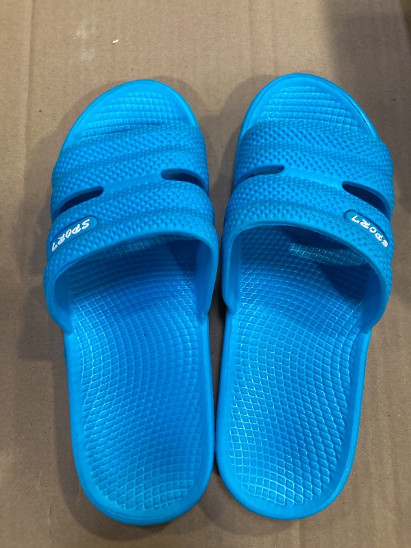 Photo 1 of ABSOLUTE FOOTWEAR Childrens Kids Boys Girls Slip On Open Back Peep Toe Pool Beach Holiday Shower Mule Slider Sandals - Blue SIZE 41