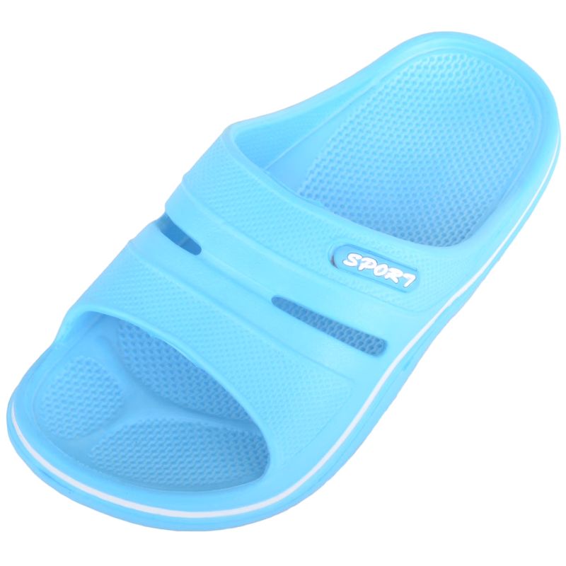 Photo 1 of ABSOLUTE FOOTWEAR Childrens Kids Boys Girls Slip On Open Back Peep Toe Pool Beach Holiday Shower Mule Slider Sandals - Blue SIZE 41