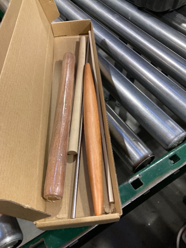 Photo 1 of 4 PCS Pasta Rolling Pins Set, Multiple Sizes Wood and Stainless Steel Non-Stick Pizza Roller Professional Baking Dough Roller for Pastas, Ramen, Tortilla, Bread, Noodles