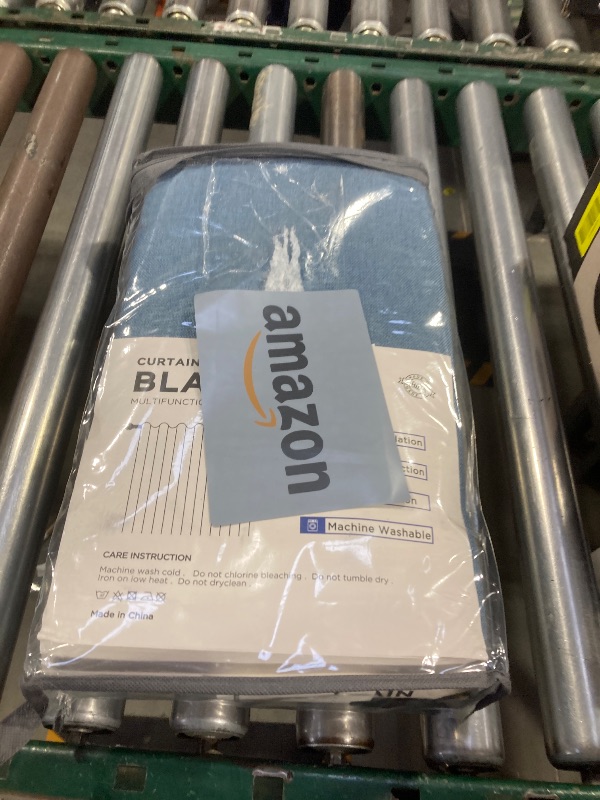 Photo 1 of 100% Blackout Shield Linen Blackout Curtains for Bedroom 96 Inches Long, Back Tab/Rod Pocket Living Room Drapes, Thermal Insulated Blackout Curtains 2 Panels Set, 50" W x 96" L, Stone Blue