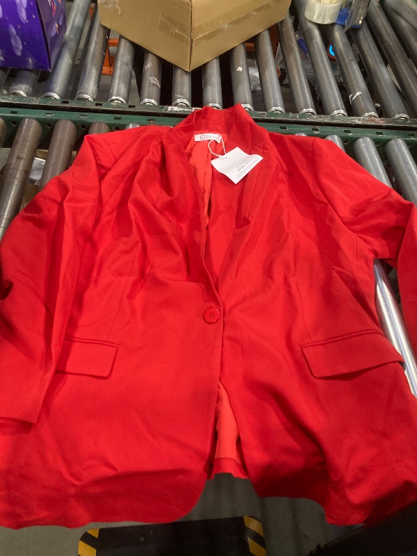 Photo 1 of 4XL-Cicy Bell Womens Plus Size Casual Blazers Open Front Long Sleeve Work Office Suit Jackets Red