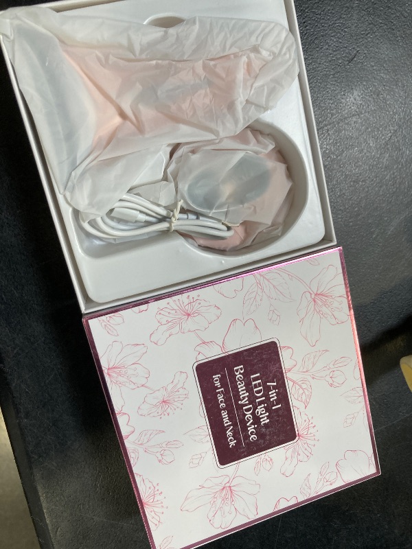 Photo 1 of Dopsikn 7 Color Light Therapy Facial Massager with Adjustable Vibration and Thermals for Wrinkles, Double Chin, Red Light Skin Care Tool with Base, Pink