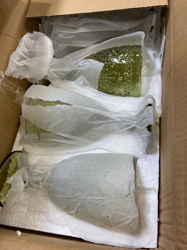 Photo 1 of abrwyy Green Wine Glasses set of 4, Green Goblets, Vintage Drinking Glassware, Colored Glassware Set for Party Home Wedding Baby Shower