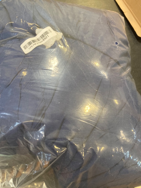 Photo 1 of Amazon Basics Comforter Blanket Full/Queen, Reversible Lightweight Microfiber All Season Blanket, Navy/Sky Blue