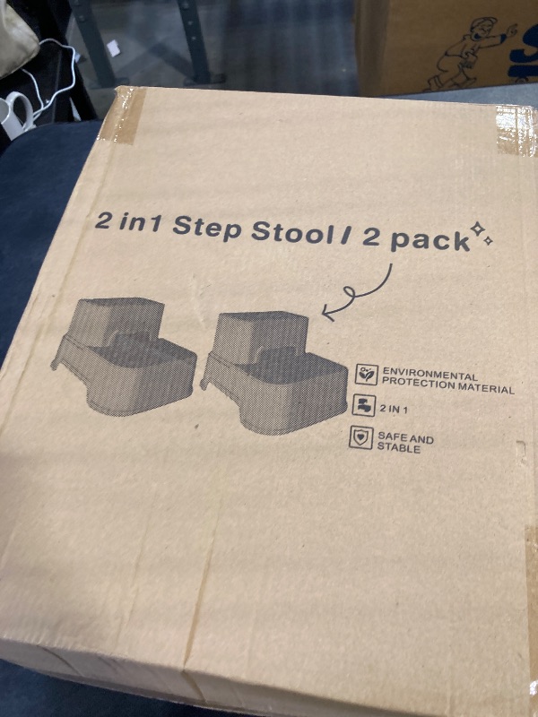 Photo 1 of 2 Step Stool for Kids (2 Packs),Toddler Stool for Bathroom Sink,Potty Training,Toilet Stool, Slip Resistant(Grey)