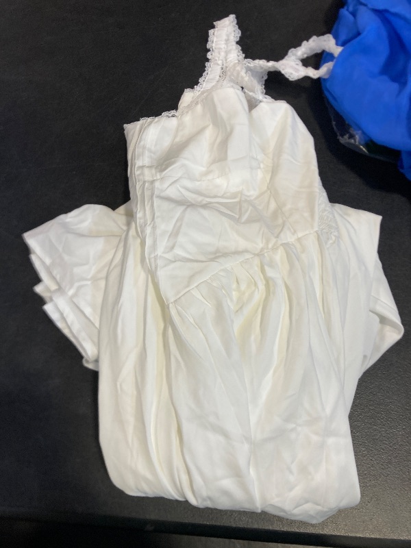 Photo 1 of *NOT SAME AS STOCK PHOTO, SEE NOTES** Floral Corset Midi Dress Flowy Slit Summer Spring Wedding Guest Dresses for Women Sundress with Pockets White L