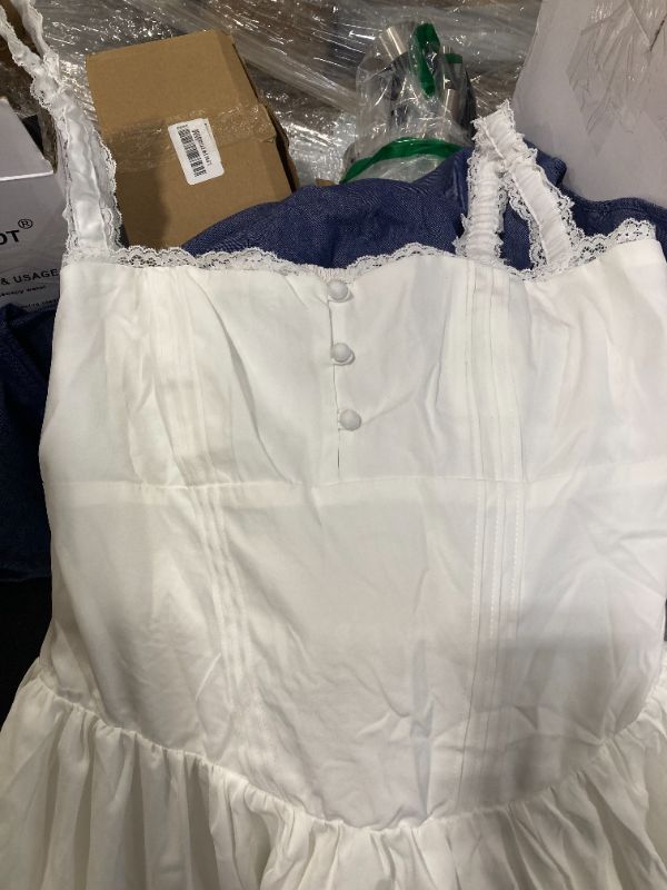 Photo 1 of *NOT SAME AS STOCK PHOTO, SEE NOTES** Floral Corset Midi Dress Flowy Slit Summer Spring Wedding Guest Dresses for Women Sundress with Pockets White L