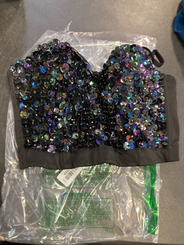 Photo 1 of ELLACCI Sexy Sequin Bustier Crop Top Push up Club Party Corset Top Black | size 36 A