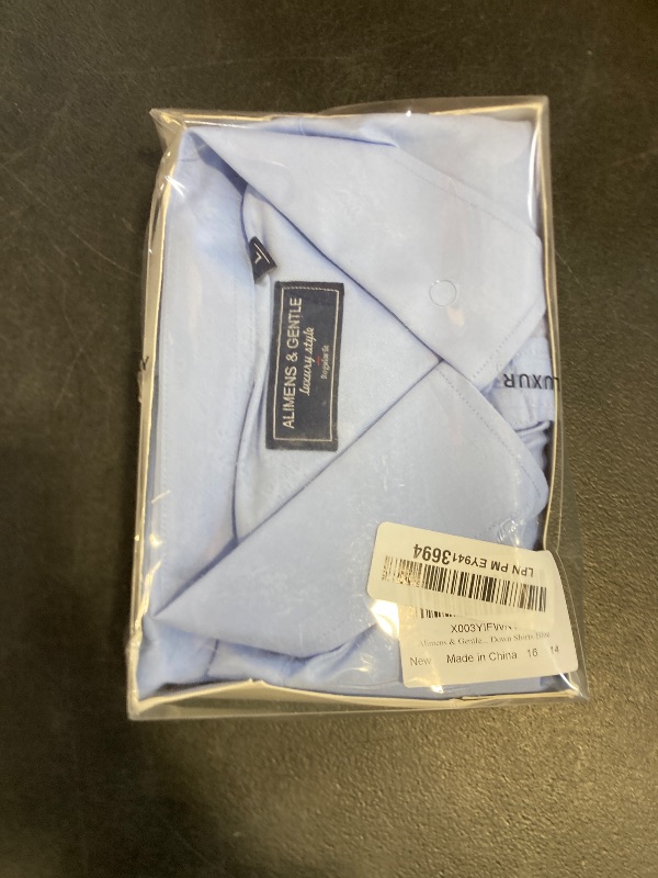 Photo 1 of Alimens & Gentle Blue Dress Shirt Men Long Sleeve Wrinkle Free Stretch Business Casual Wedding Button Down Shirt L