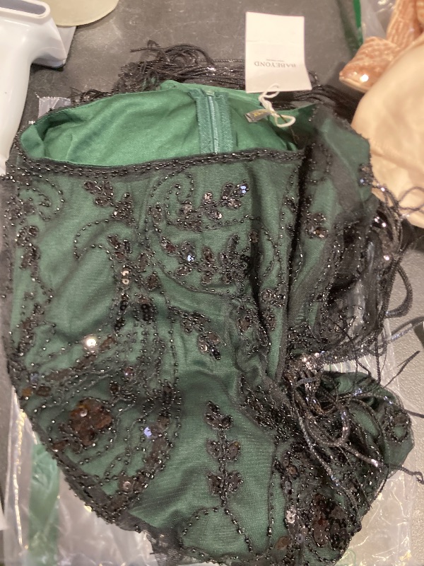 Photo 1 of BABEYOND 1920s Flapper Dress Great Gatsby Fringed Sequins Dress for Prom Party (Dark Green, M)