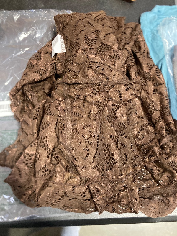 Photo 1 of AIBEARTY Women's Sexy Sheer Mesh Lace Bodycon Dress Flared Long Sleeve V Neck Mini Dress Party Club Evening Dresses Brown large 