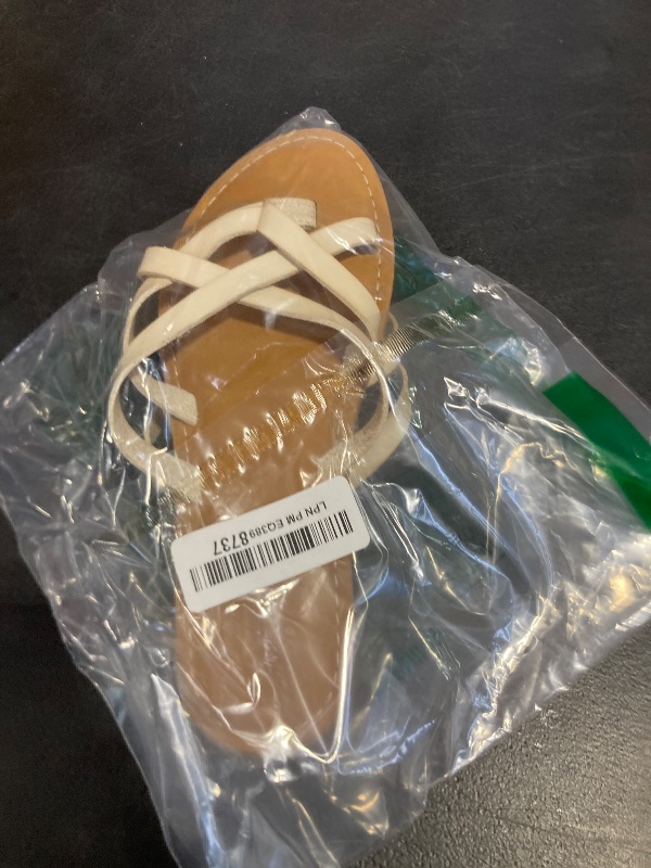 Photo 1 of Amazon Essentials Women's Strappy Slide Flat Sandal, Light Beige, 5