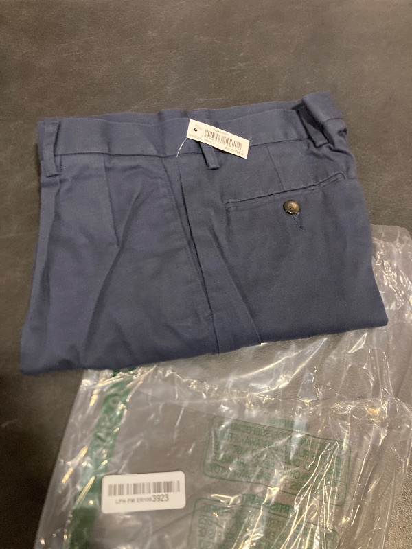 Photo 1 of Amazon Essentials Men's Classic-Fit Wrinkle-Resistant Pleated Chino Pant (Available in Big & Tall), Navy, 30W x 30L
