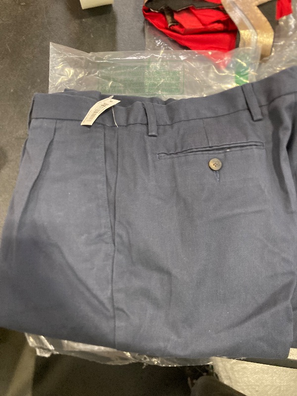 Photo 1 of Amazon Essentials Men's Classic-Fit Wrinkle-Resistant Pleated Chino Pant (Available in Big & Tall), Navy, 34W x 30L