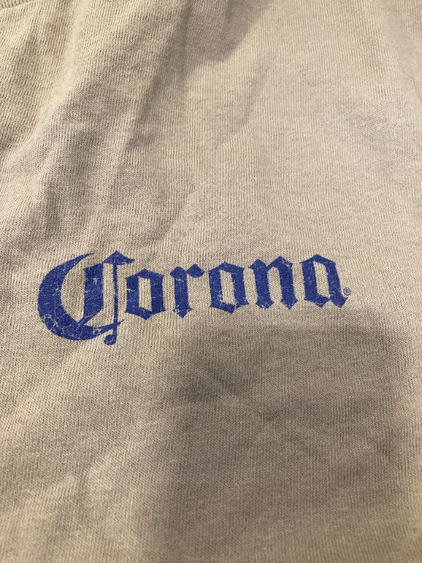 Photo 1 of 2Bhip Corona Extra Beer Label Front & Back Print Mens Sand Short Sleeve Vintage Style Graphic T-Shirt - Large