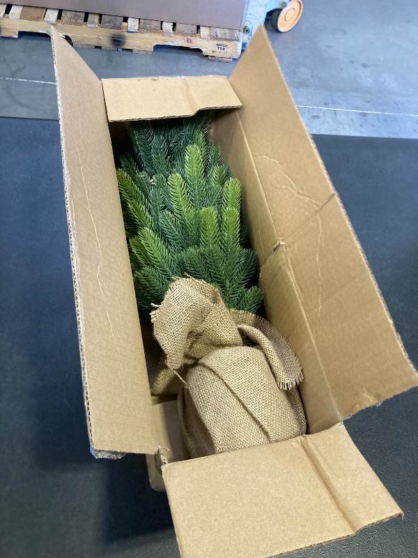 Photo 1 of 24" Artificial Christmas Tree Fake Small Fir Tree for Home Farmhouse Tabletop Mantel Windowsill Holiday Christmas Decorations Indoor