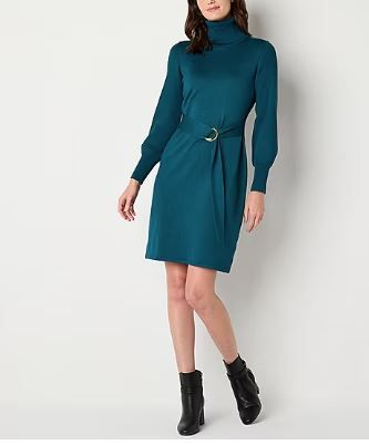 Photo 1 of LARGE- Maia Womens Long Sleeve Belted Sweater Dress
