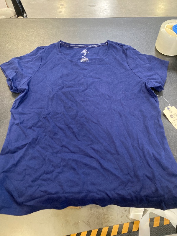 Photo 1 of PETITE LARGE- St. John's Bay Womens Crew Neck Short Sleeve T-Shirt- NAVY BLUE