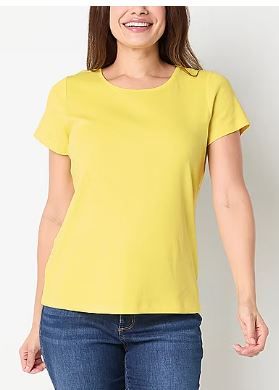 Photo 1 of PETITE LARGE-St. John's Bay Womens Crew Neck Short Sleeve T-Shirt- GOING BANANAS
