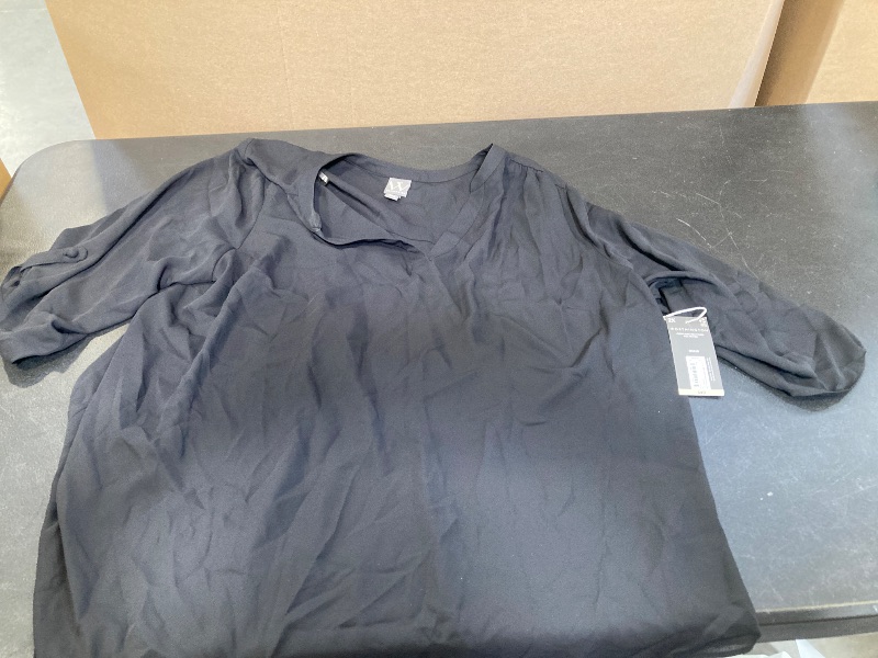 Photo 1 of 2X- Worthington Womens Split Crew Neck 3/4 Sleeve Plus Blouse
