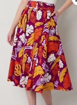 Photo 1 of SIZE 18W-Worthington Women’s Mid Rise Midi Pleated Skirt NWT Multi Palm

