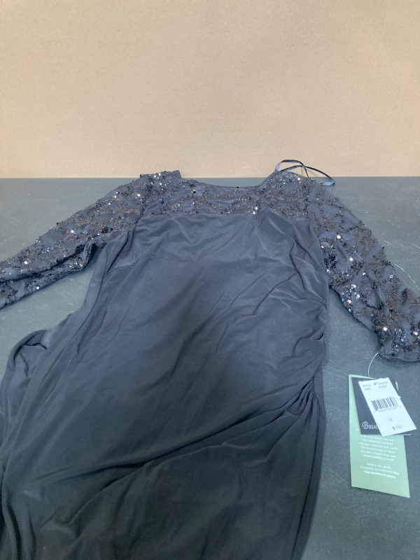 Photo 1 of SIZE 12-Brianna Milay Womens Embellished 3/4 Sleeve Evening Gown
