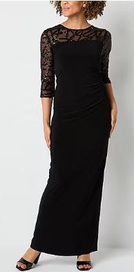 Photo 1 of SIZE 12-Brianna Milay Womens Embellished 3/4 Sleeve Evening Gown

