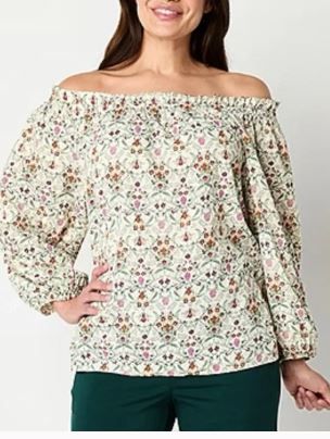 Photo 1 of PETITE LARGE-St. John's Bay Womens Long Sleeve Blouse
