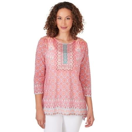 Photo 1 of XL-Larky Lark Womens Burnout Geometric Knit Top
