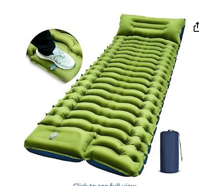 Photo 1 of Camping Sleeping Pad, Ultralight Camping Mat with Pillow, Built-in Foot Pump Inflatable Sleeping Pads Compact for Camping Backpacking Hiking Traveling Tent,Single,Green