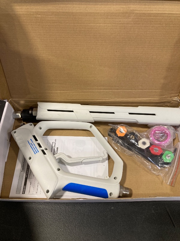 Photo 1 of janz Pressure Washer Gun Kit, 5000 PSI White High Power Washer Gun with M22 Fittings, 1/4'' Quick Connector, 5 Spray Nozzle Tips and Nozzle Holder