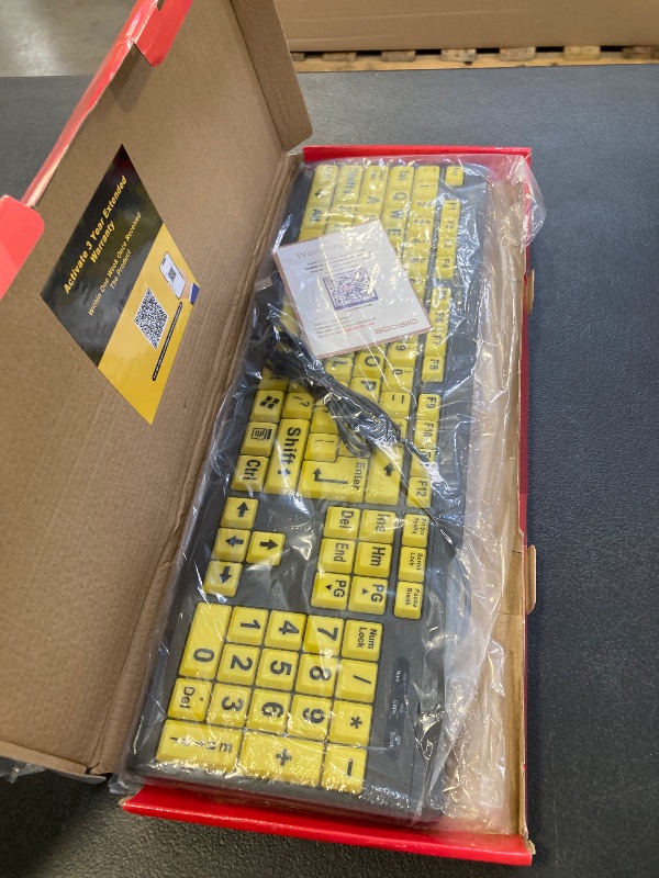 Photo 1 of BOOGIIO Large Print Computer Keyboard, Wired USB High Contrast Keyboard with Oversized Print Letters for Visually Impaired Low Vision Individuals (Yellow+Black)