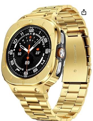 Photo 1 of ITEM IS MISSING LINKS ---------------------------------SUPLINK Stainless Steel Case and Band Compatible with Samsung Galaxy Watch Ultra Bands Men(2025/2024),Rugged Protective Case Bumper Metal Adjustable Bands for Samsung Watch Ultra Band 47mm,Gold
