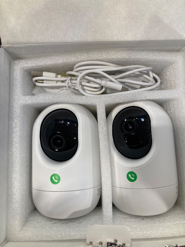 Photo 1 of INFIYA 2K Security Camera Indoor-360 Cameras for Home Security and One-Tap Call, Elderly/Cat/Baby/Nanny, Motion Alert, Intelligent Tracking, 2.4GHz WiFi Only, Work with Alexa/Google Home, K7 2Pack