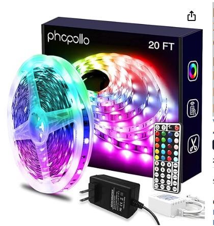 Photo 1 of phopollo Led Lights 20ft for Bedroom Color Changing Luces Led para Decoracion RGB DIY Color Option with Power Supply and Remote
