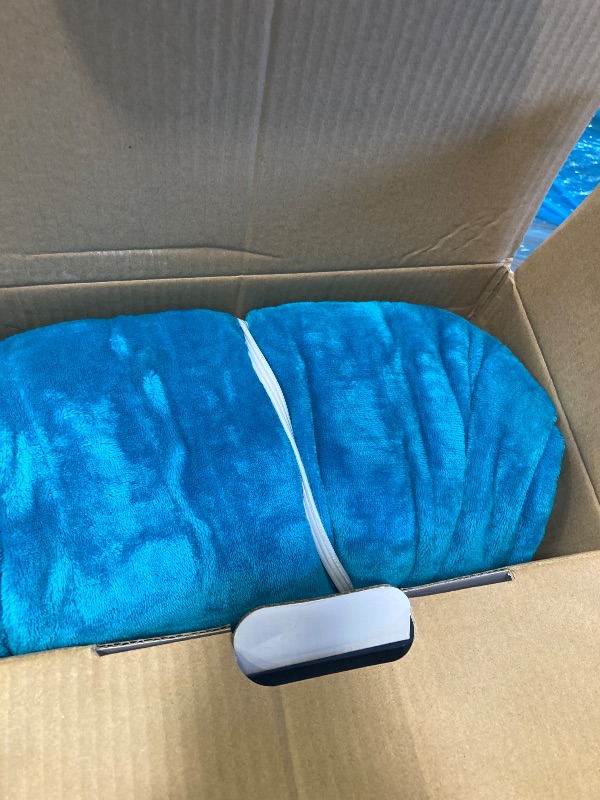 Photo 1 of WOOMER Heated Blanket Twin Size 62" x 84", Electric Blanket with 0.5-12 Hours Timer & 10 Heating Levels, ETL Certified, Teal Velvet & White Sherpa, Over-Heat Protect, Machine Washable