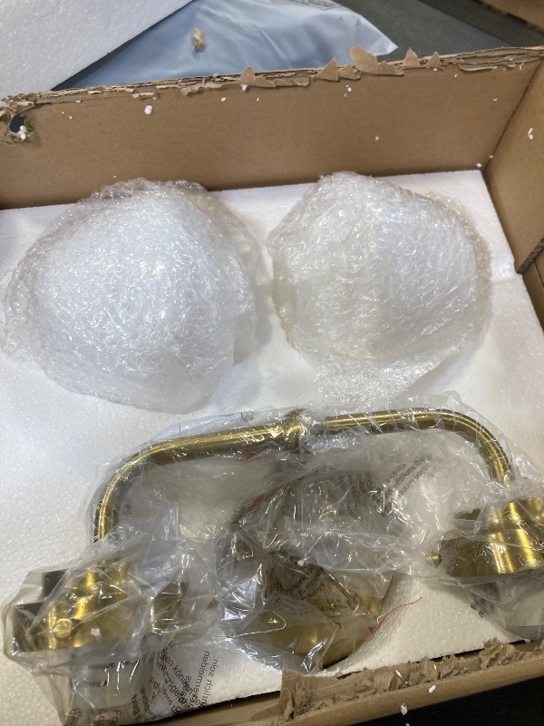 Photo 1 of RUIYEY Bathroom Vanity Light Fixtures: 2-Lights Gold Bathroom Lighting Fixtures Over Mirror, Mid-Century Modern Wall Sconces with Frosted Milky Glass for Kitchen Bedroom Hallway