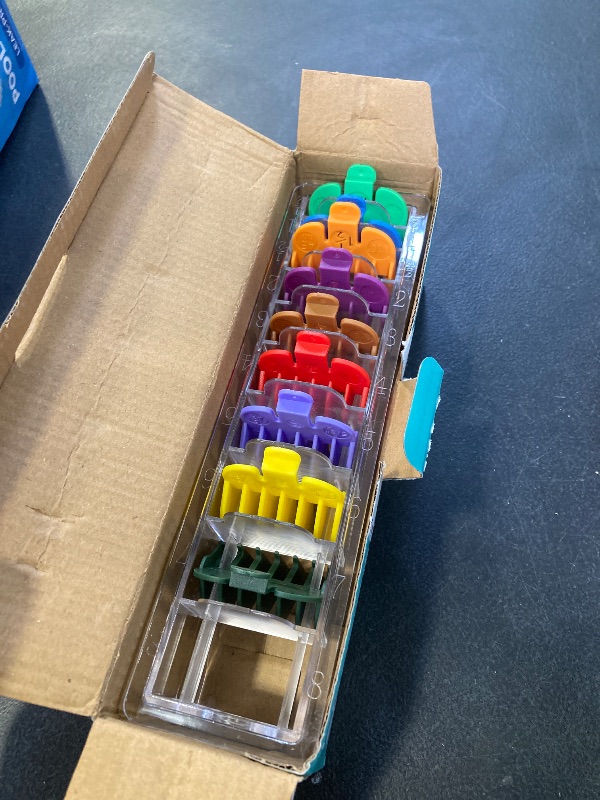 Photo 1 of 10 Professional Hair Clipper Guards Cutting Guides Compatible with Most Wahl Clippers with Organizer, Color Coded Clipper Combs Replacement - 1/16" to 1"
